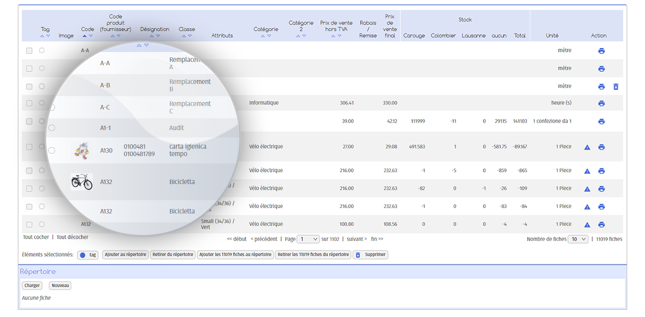 Produktübersicht in MCA Colibri