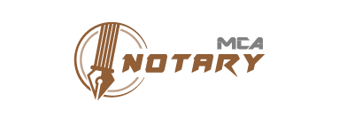 Logo depicting a notary's feather in reference to notary offices