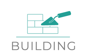 Logo mit einer im Bau befindlichen Mauer als Symbol für Baustellenverwaltungssoftware