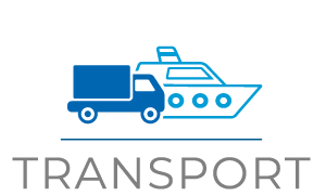 Logo mit einem LKW und einem Schiff als Symbol für Logistikmanagement-Apps