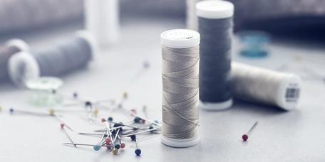 Pins and sewing thread for sewing jobs