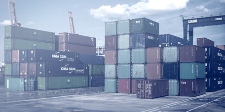 Goods container terminal for logistics transport management