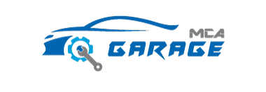 Logo mit einem Auto, das den Reparaturservice einer Werkstatt symbolisiert