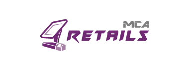 Logo violet représentant une caisse enregistreuse moderne avec imprimante thermique