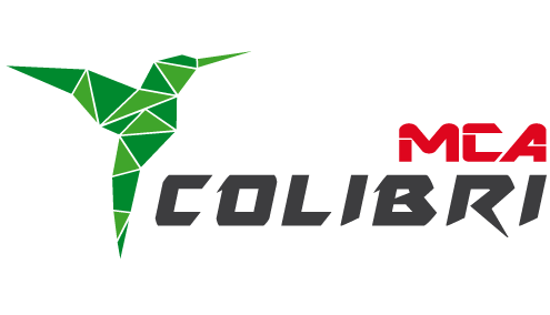 Logo del software di contabilità MCA Colibri con uccello origami