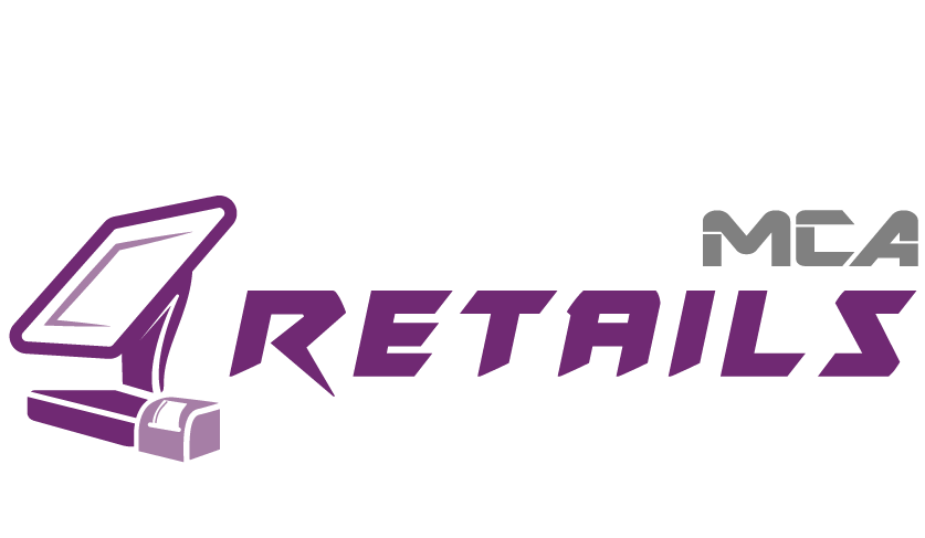 Logo violet représentant une caisse enregistreuse moderne avec imprimante thermique