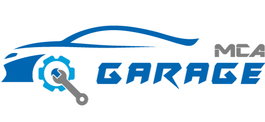 Logo mit einem Auto, das den Reparaturservice einer Werkstatt symbolisiert